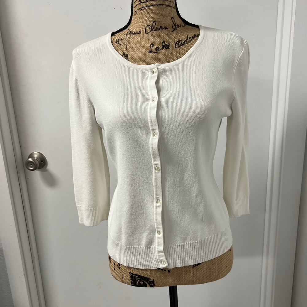 Cable & Gauge Petites, PL white sweater